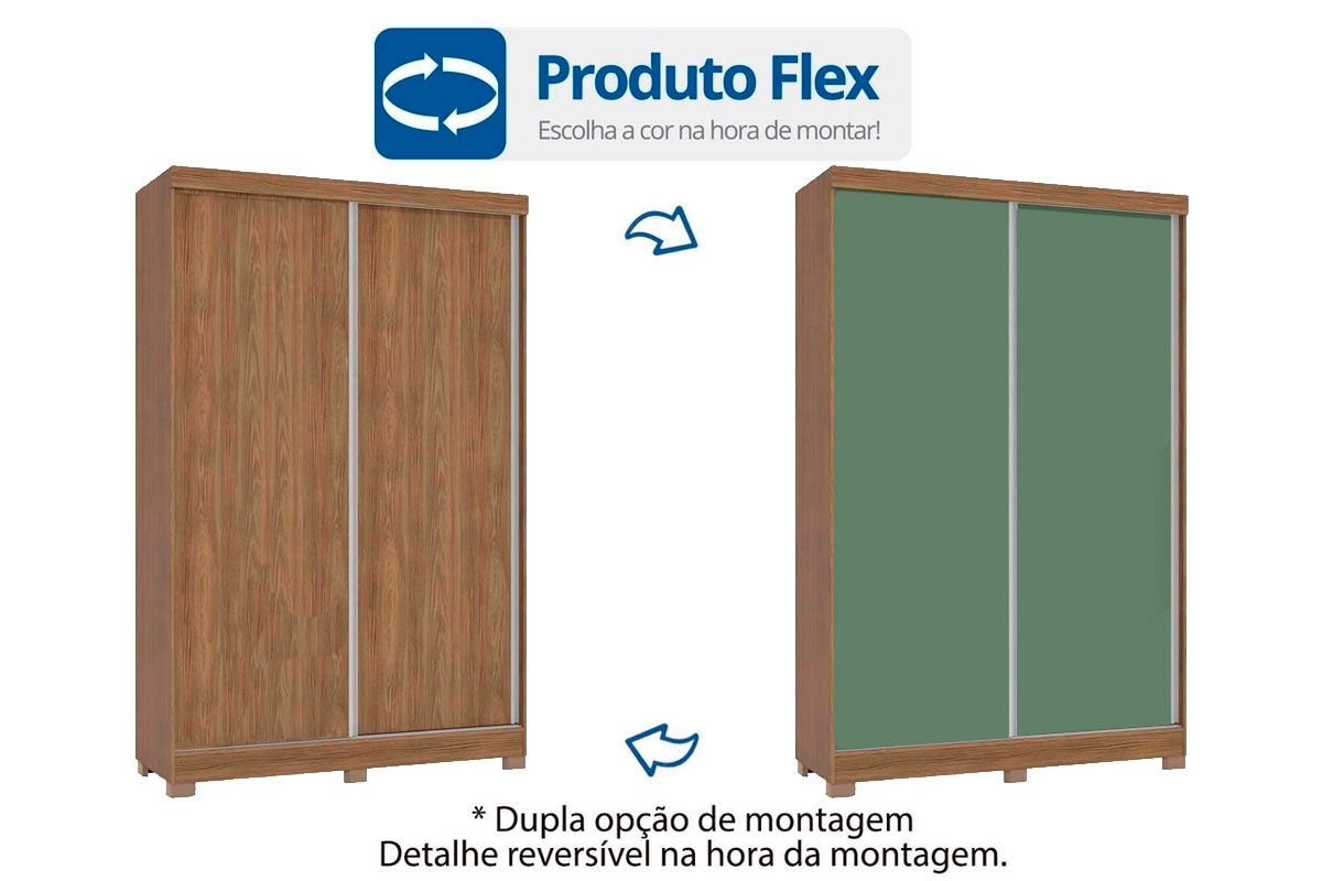 Guarda Roupa Solteiro 2 Portas de Correr e 2 Gavetas c/Pés CB02N571 Kappesberg