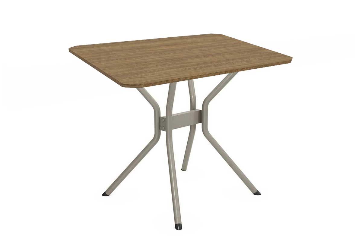 Mesa Jantar Loire Aço c/ Tampo Madeirado 90x90cm Kappesberg