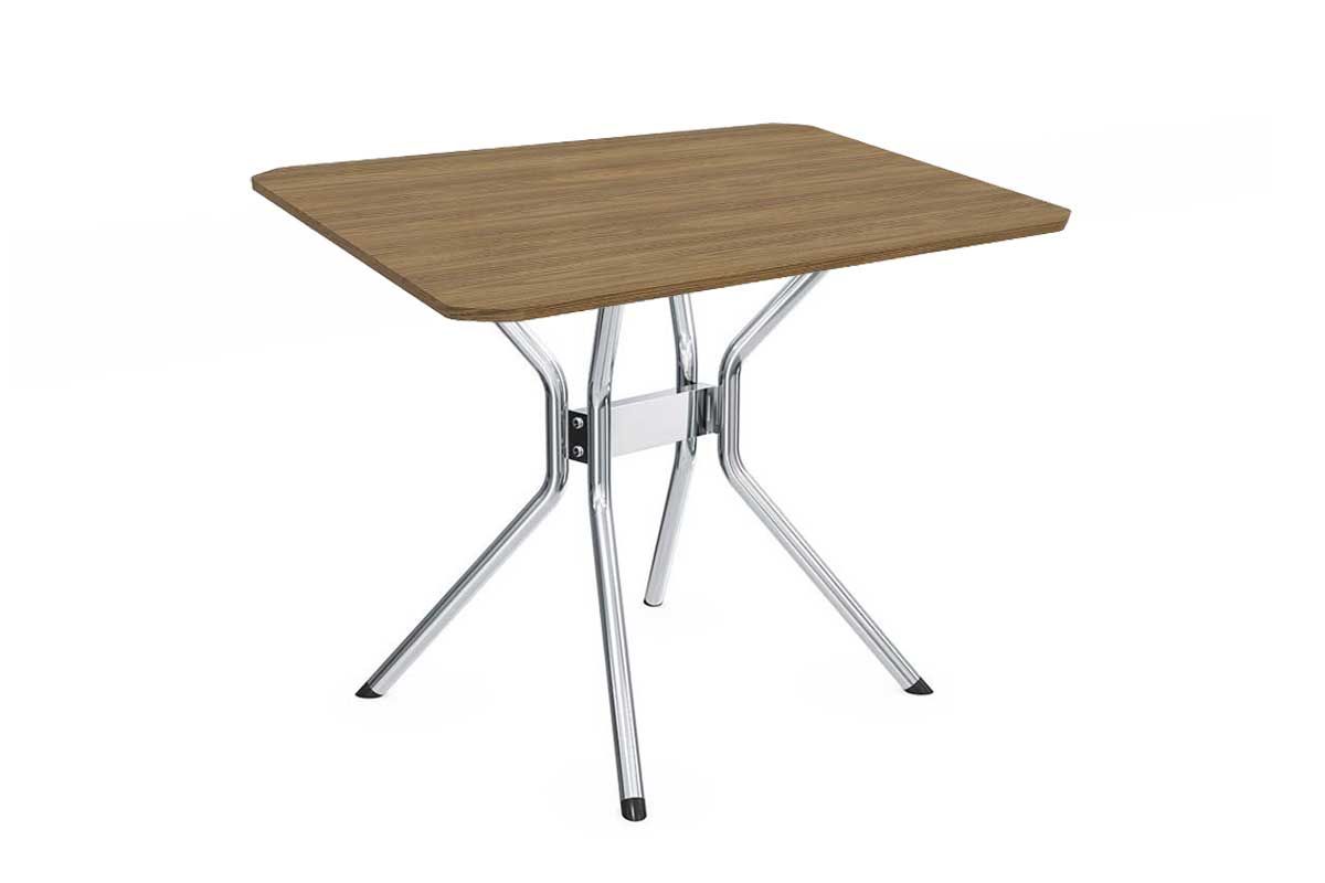Mesa Jantar Loire Aço c/ Tampo Madeirado 90x90cm Kappesberg