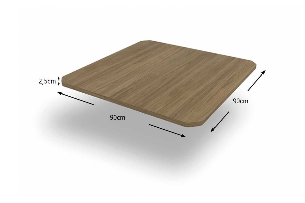 Mesa Jantar Loire Aço c/ Tampo Madeirado 90x90cm Kappesberg