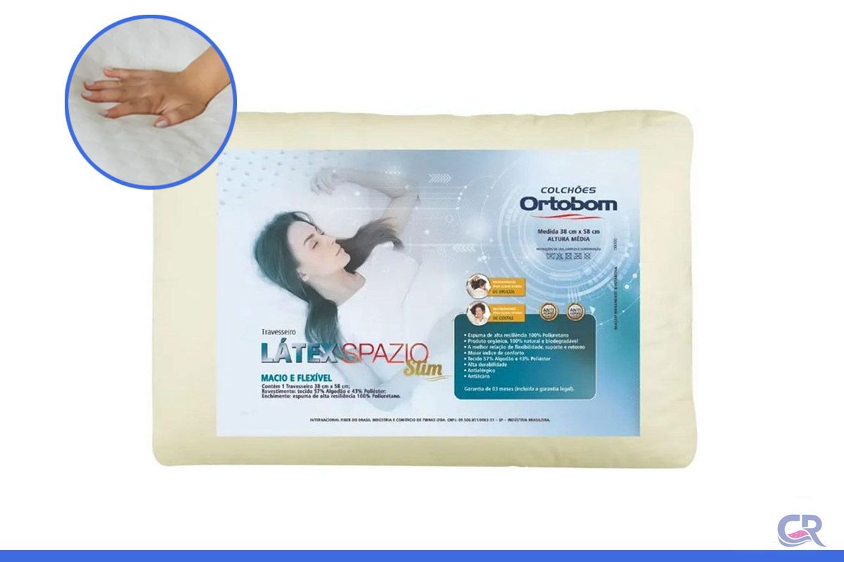 Travesseiro Látex Spazio Slim Anatômico Ortobom