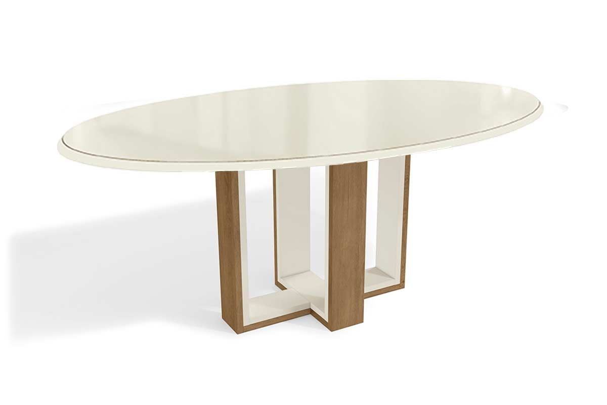 Mesa Jantar Centella c/ Tampo Madeirado c/ Vidro 180x105cm Kappesberg