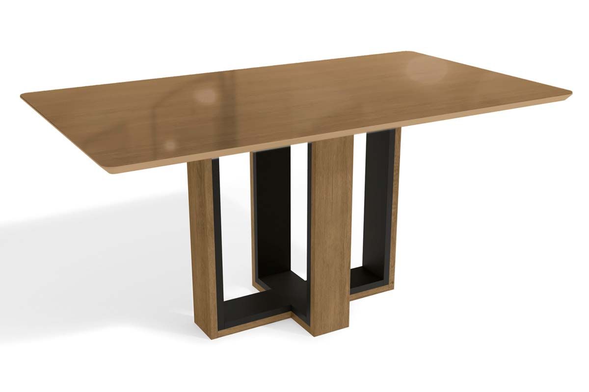 Mesa Jantar Centella c/ Tampo Madeirado c/ Vidro 160x90cm Kappesberg