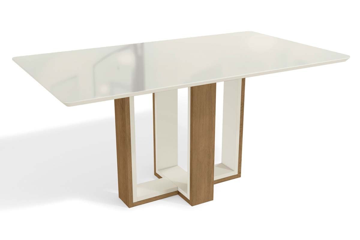 Mesa Jantar Centella c/ Tampo Madeirado c/ Vidro 160x90cm Kappesberg