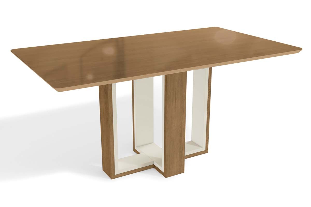 Mesa Jantar Centella c/ Tampo Madeirado c/ Vidro 160x90cm Kappesberg