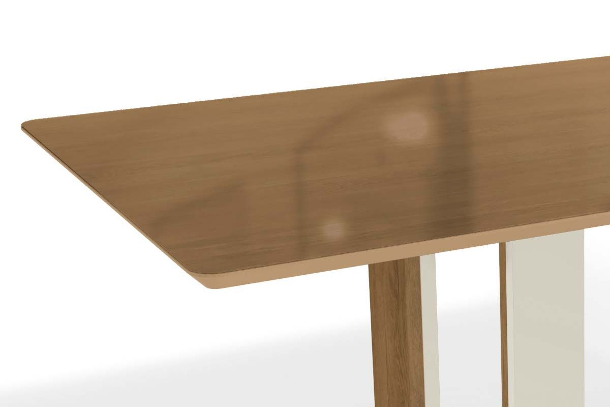Mesa Jantar Centella c/ Tampo Madeirado c/ Vidro 160x90cm Kappesberg