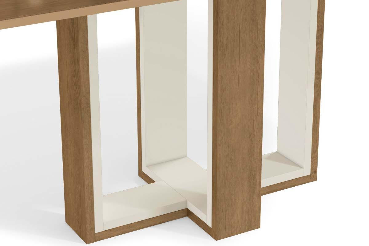 Mesa Jantar Centella c/ Tampo Madeirado c/ Vidro 160x90cm Kappesberg