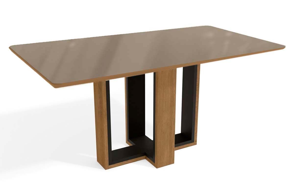 Mesa Jantar Centella c/ Tampo Madeirado c/ Vidro 160x90cm Kappesberg