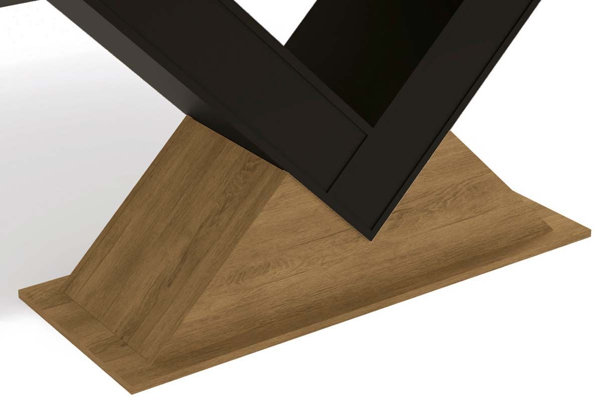 Mesa Jantar Amora c/ Tampo Madeirado c/ Vidro 160x90cm Kappesberg