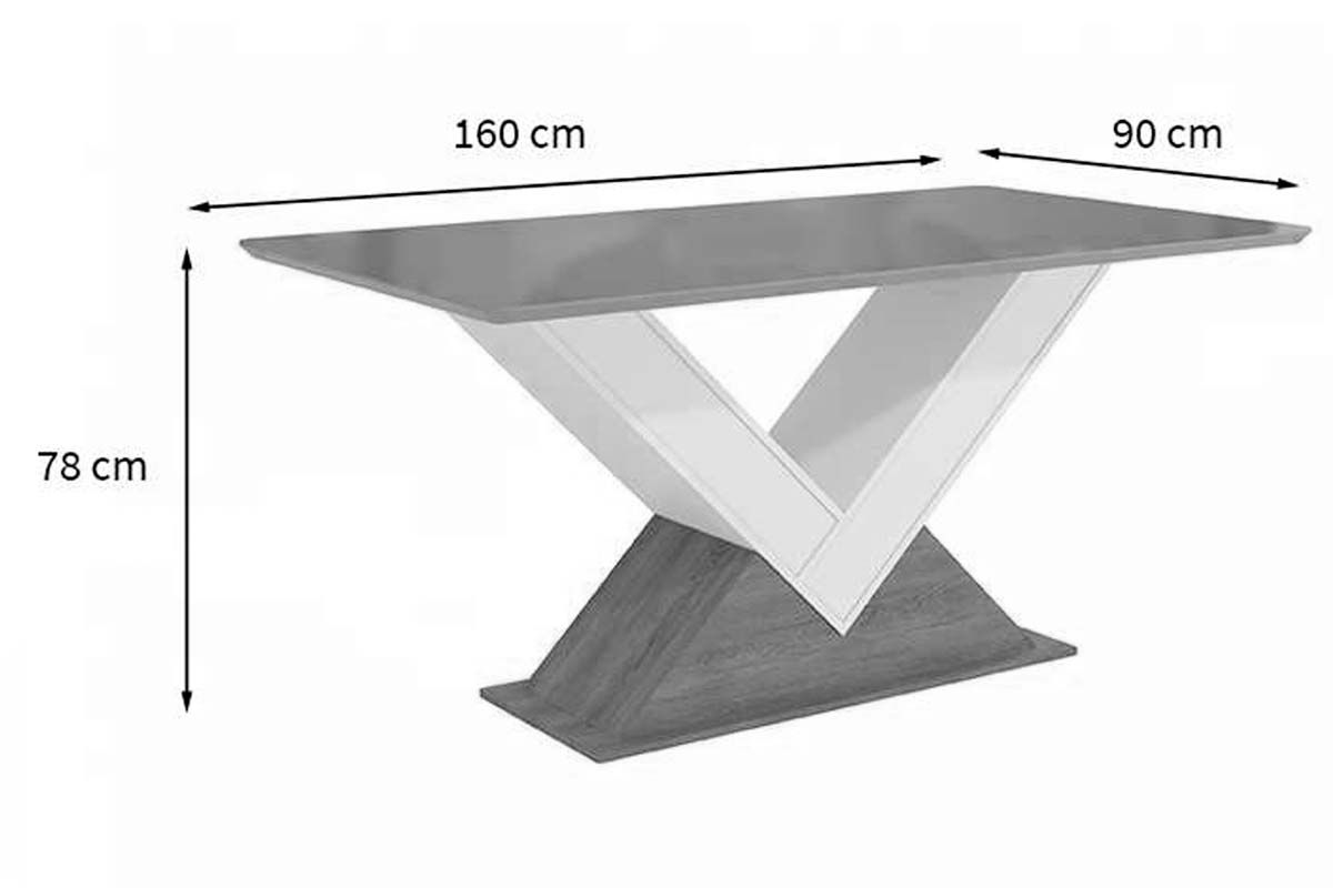 Mesa Jantar Amora c/ Tampo Madeirado c/ Vidro 160x90cm Kappesberg
