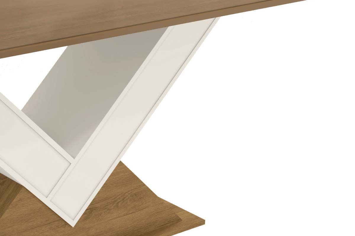 Mesa Jantar Amora c/ Tampo Madeirado c/ Vidro 160x90cm Kappesberg