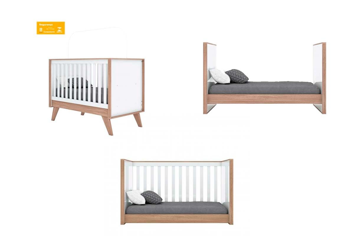 Quarto Infantil Completo Confete 3 Peças (1 Guarda Roupa + 1 Berço + 1 Cômoda) QI57 Henn