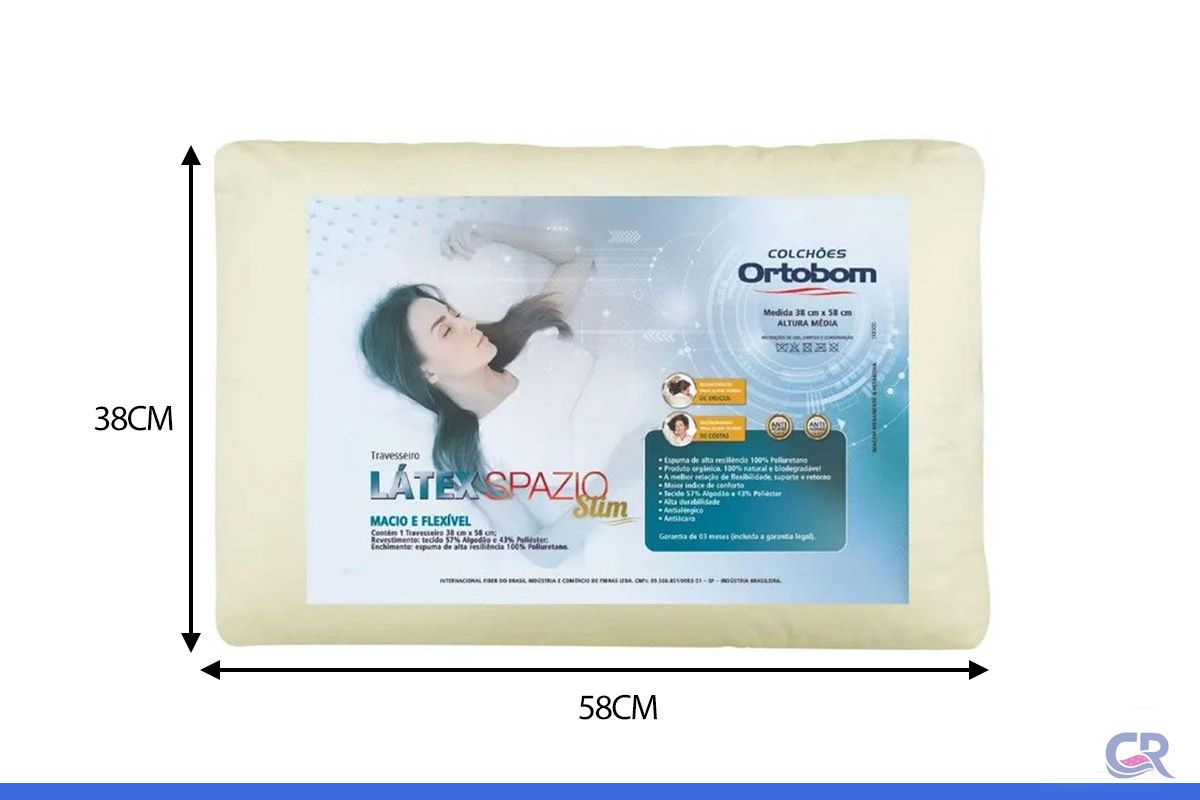 Travesseiro Látex Kit c/2 un Slim Anatômico Ortobom
