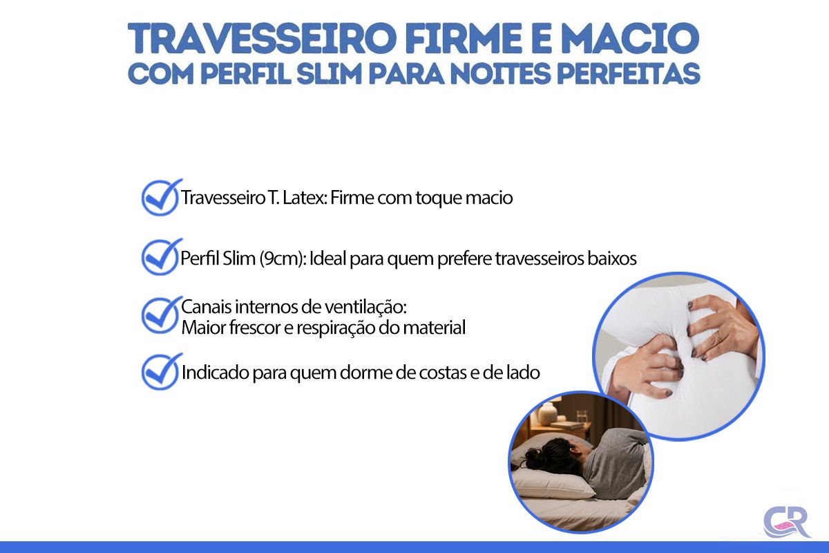 Travesseiro Látex Kit c/2 un Slim Anatômico Ortobom