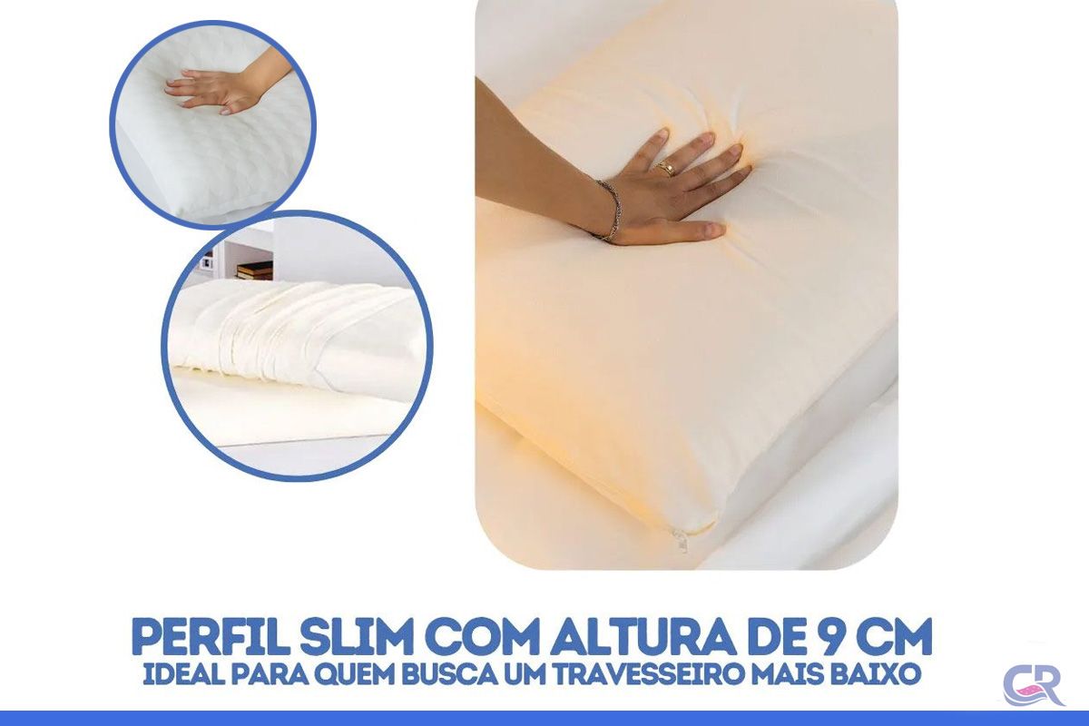 Travesseiro Látex Kit c/4 Un Slim Anatômico Ortobom