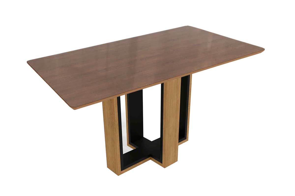 Mesa Jantar Centella c/ Tampo Madeirado c/ Vidro 90x160cm Kappesberg
