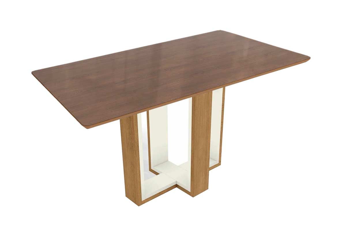 Mesa Jantar Centella c/ Tampo Madeirado c/ Vidro 90x160cm Kappesberg