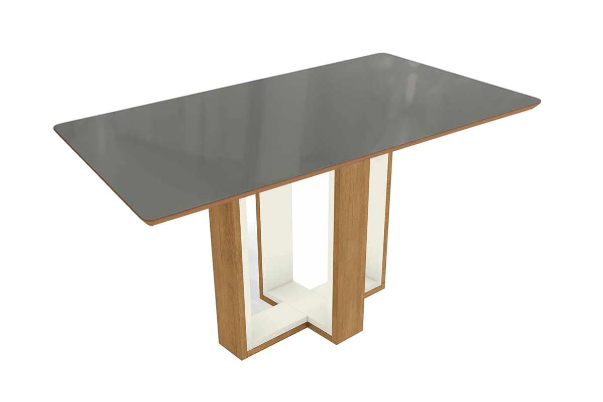 Mesa Jantar Centella c/ Tampo Madeirado c/ Vidro 90x160cm Kappesberg