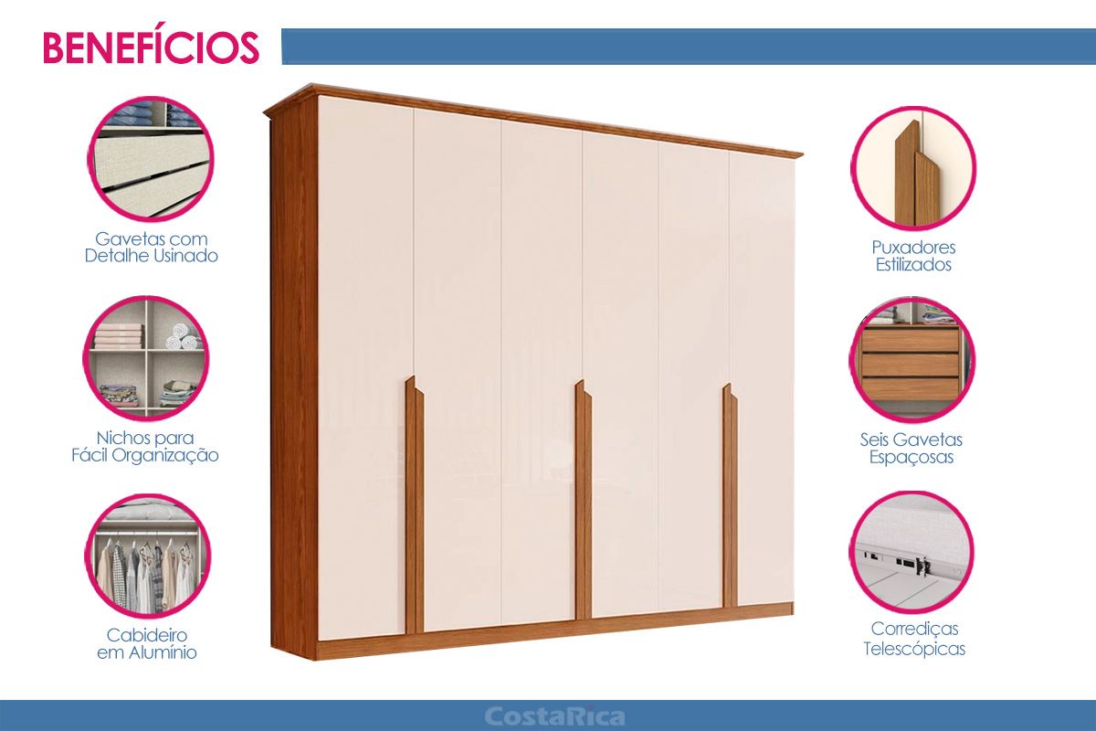 Guarda Roupa Casal 6 Portas e 6 Gavetas Andréas Henn Guarda Roupa Casal 6 Portas e 6 Gavetas Andréas Henn