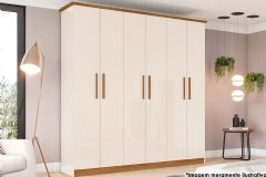 Guarda Roupa Casal 6 Portas e 3 Gavetas Cover Henn - Off White/Nature