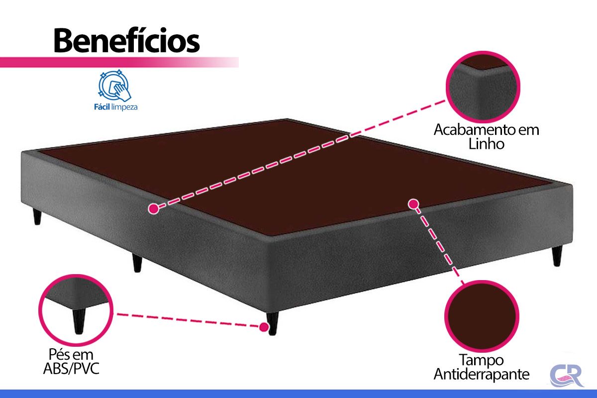 Cama Box Ortobom Sommier Linho Gray Cama Box Ortobom Sommier Linho Gray
