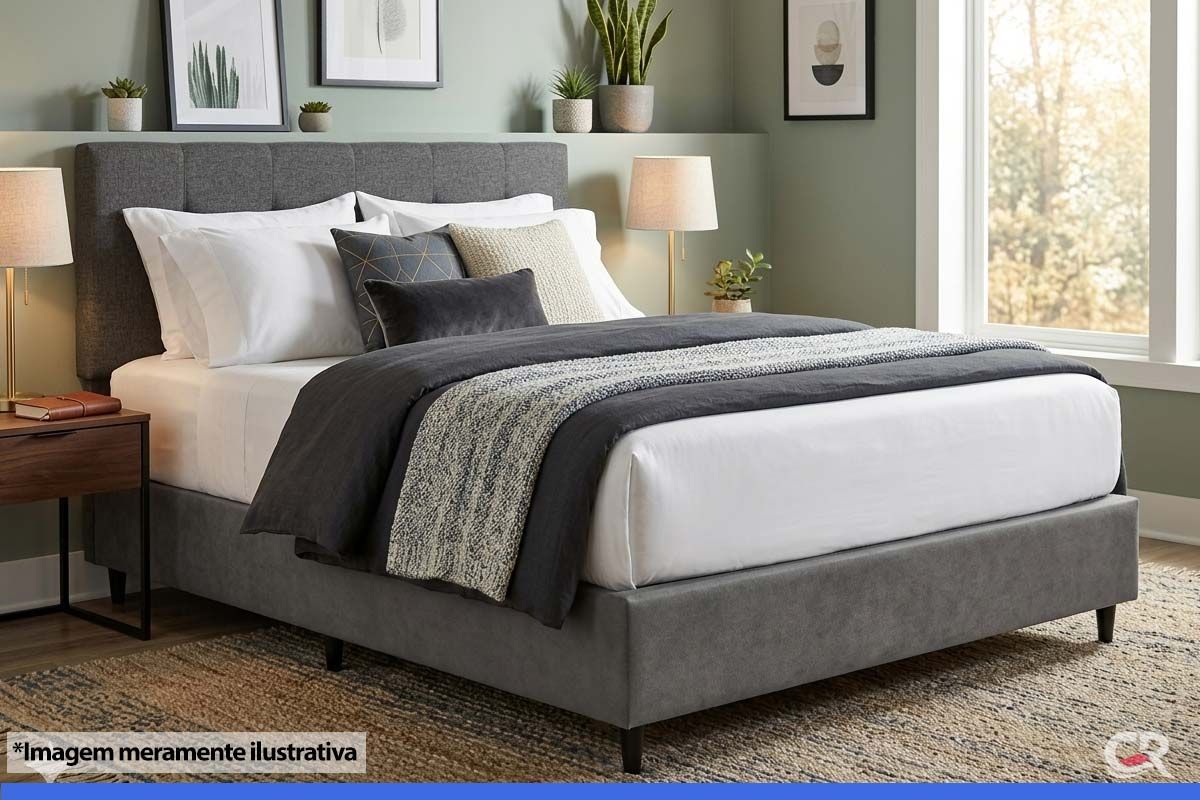 Cama Box Ortobom Sommier Linho Gray Cama Box Ortobom Sommier Linho Gray