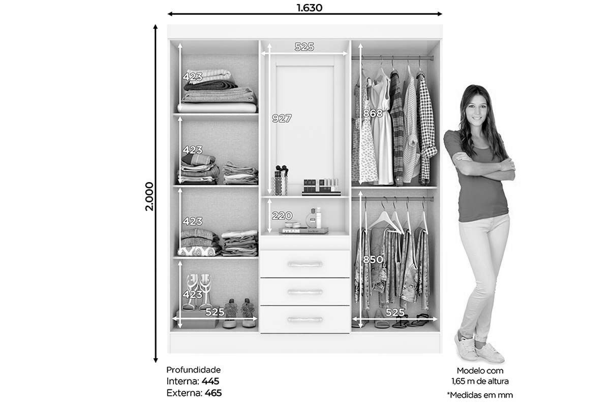 Guarda Roupa Solteiro 4 Portas c/Espelho Briz B24 Henn Guarda Roupa Solteiro 4 Portas c/Espelho Briz B24 Henn
