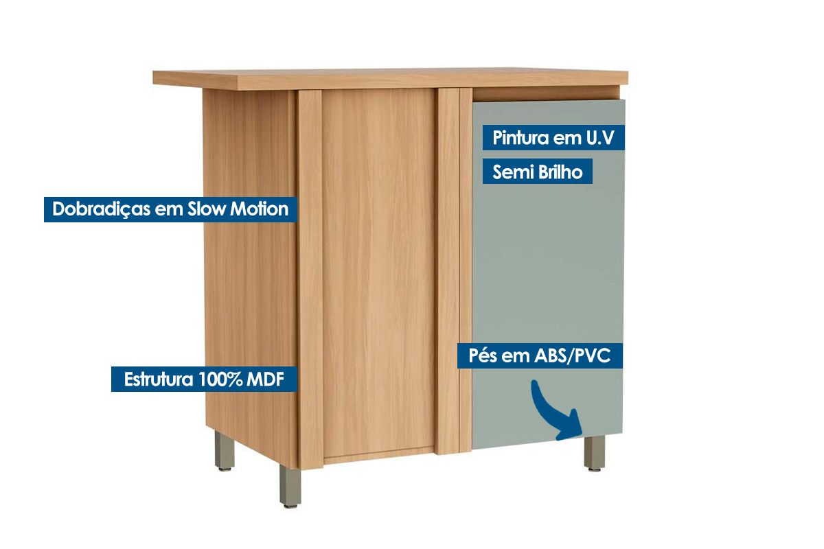 Balcão Cozinha Nesher Rainha Canto c/1 Porta 92cm Balcão Cozinha Nesher Rainha Canto c/1 Porta 92cm
