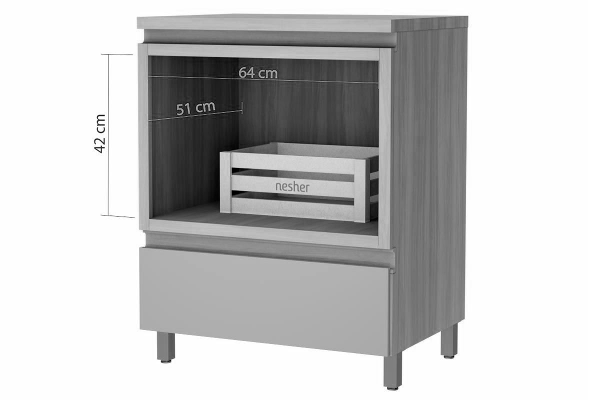 Balcão Cozinha Nesher Rainha c/1Gav e Nicho 70cm