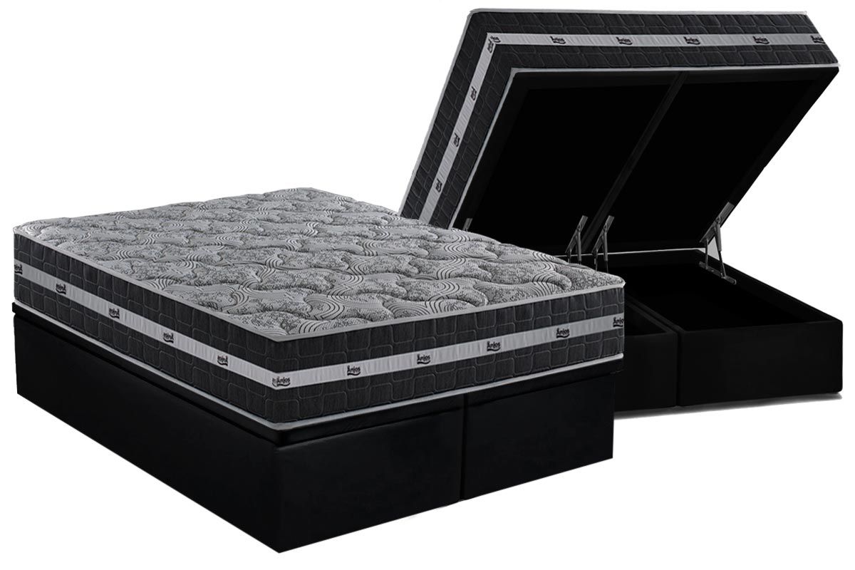 Cama Box Baú CRC +Colchão Molas Black Anjos