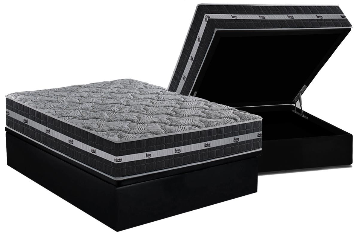 Cama Box Baú CRC +Colchão Molas Black Anjos