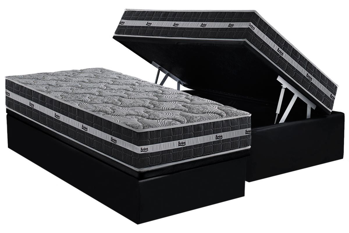 Cama Box Baú CRC +Colchão Molas Black Anjos
