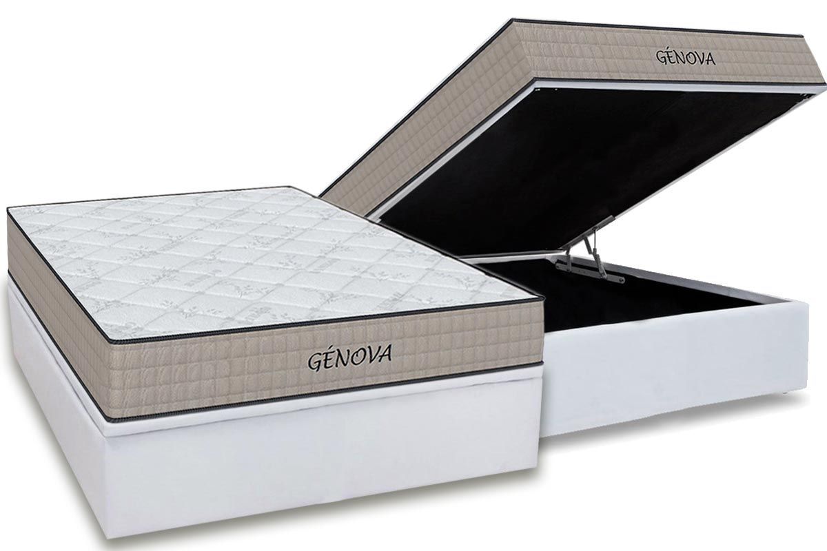 Cama Box Baú CRC +Colchão D45 Genova Orthoflex