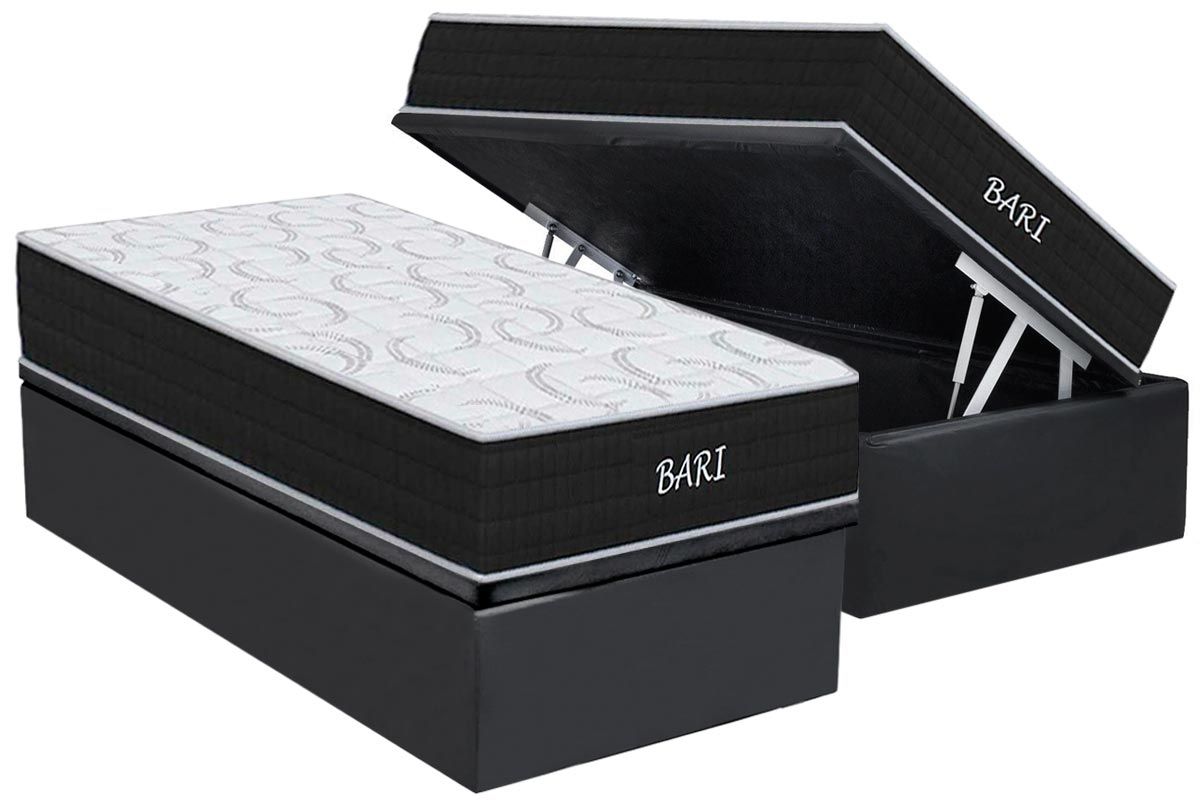 Cama Box Baú CRC +Colchão Espuma D45 Bari Orthoflex