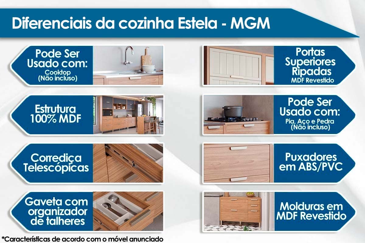 Balcão Cozinha MGM c/Tampo Estela Nicho de Canto c/1 Porta 92cm