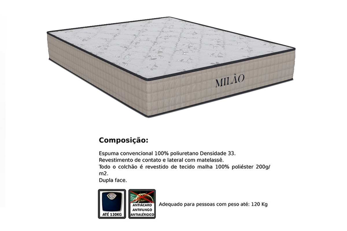 Cama Box Baú CRC +Colchão Espuma D33 Milão Orthoflex