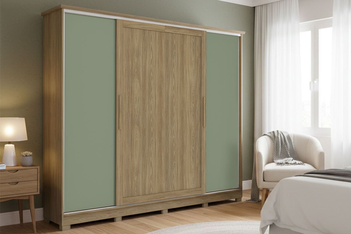 Guarda Roupa Casal 4 Portas Correr c/Pés CB03N565 Kappesberg