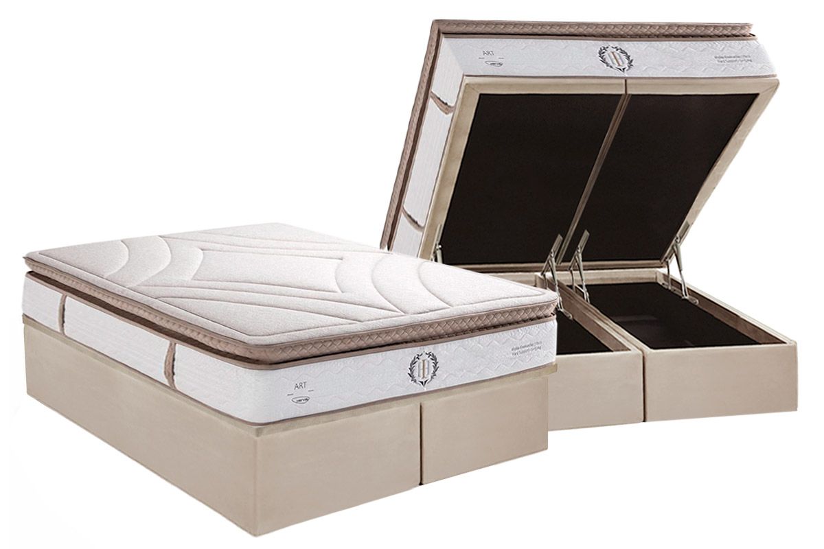 Cama Box Baú CRC +Colchão Molas Imperatore Herval