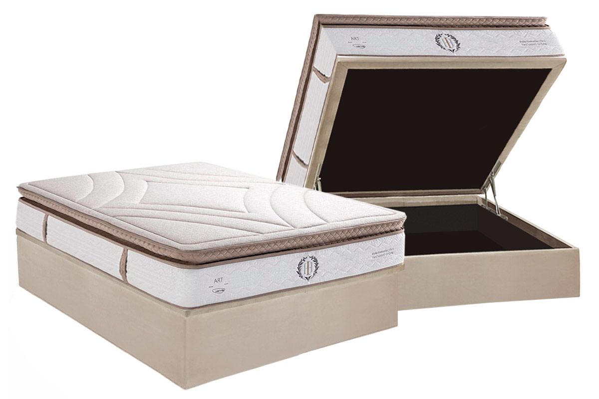 Cama Box Baú CRC +Colchão Molas Imperatore Herval