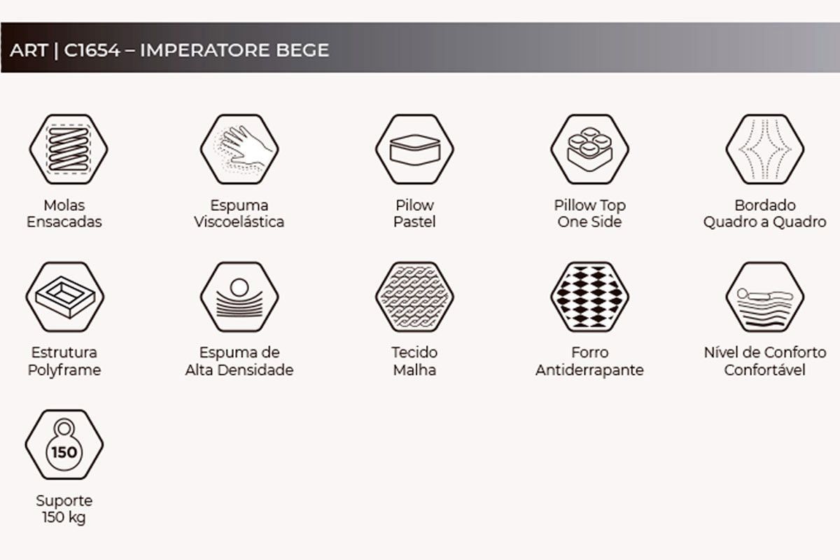 Cama Box Baú CRC +Colchão Molas Imperatore Herval