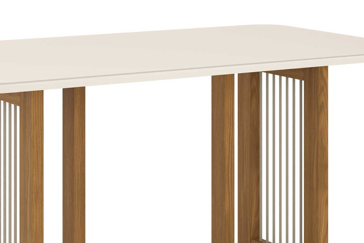 Sala de Jantar Completa Yara c/ Tampo Madeirado c/ Vidro Reto 160x90cm e 6 Cadeiras Nina - Henn