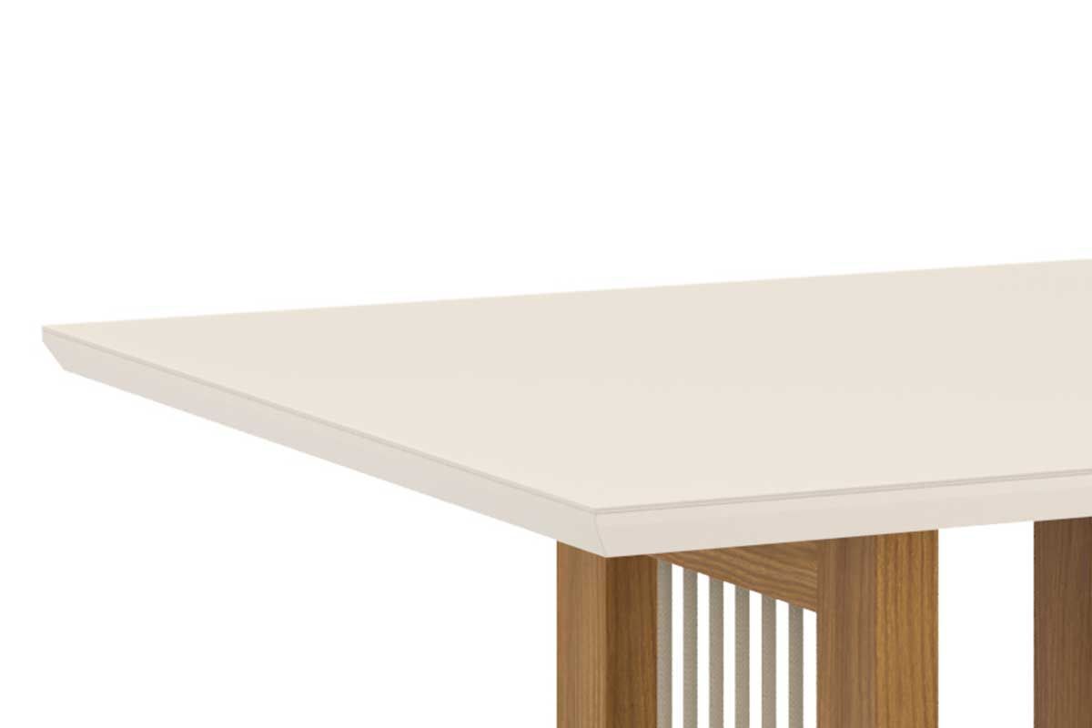Sala de Jantar Completa Yara c/ Tampo Madeirado c/ Vidro Reto 160x90cm e 6 Cadeiras Nina - Henn