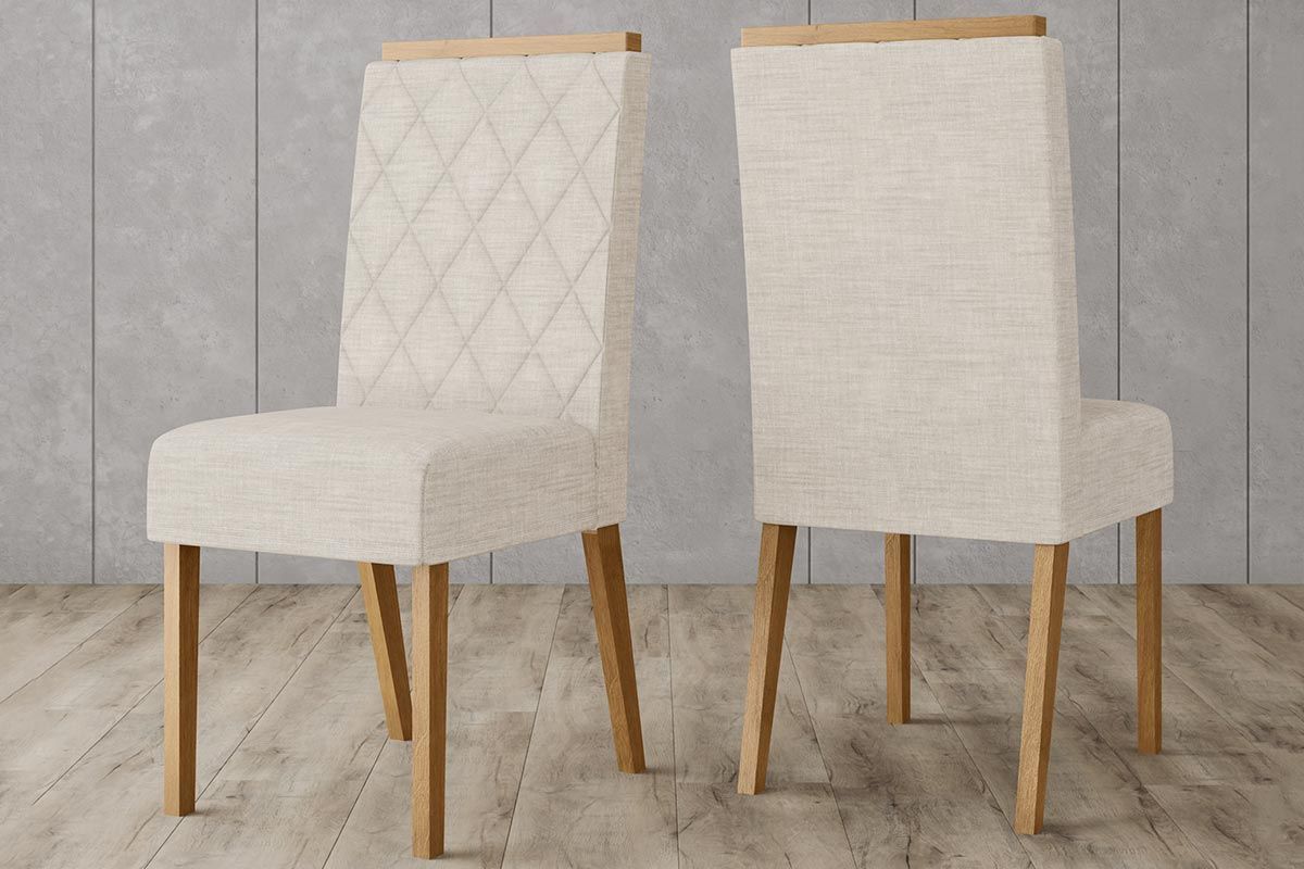 Sala de Jantar Completa Yara c/ Tampo Madeirado c/ Vidro Reto 160x90cm e 6 Cadeiras Nina - Henn