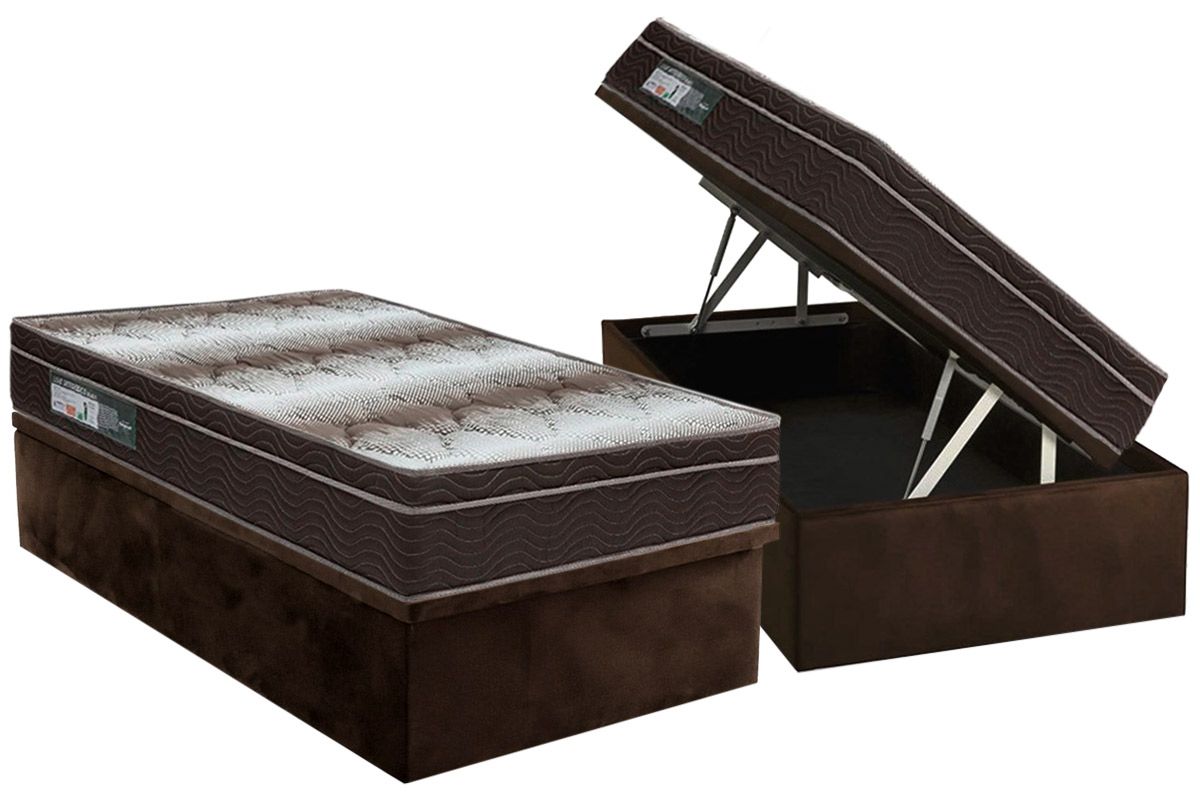 Cama Box Baú CRC +Colchão Ortopédico Light Ortobom