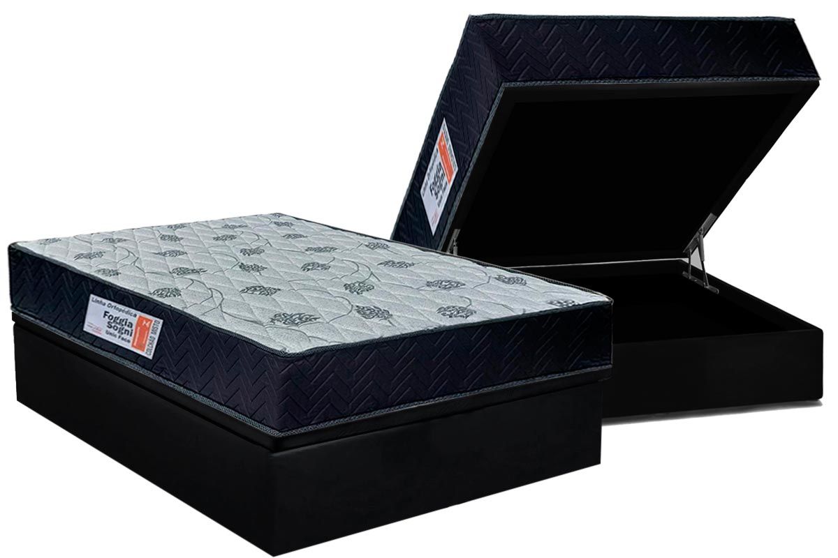 Cama Box Baú CRC +Colchão Ortopédico Sogni Orthoflex