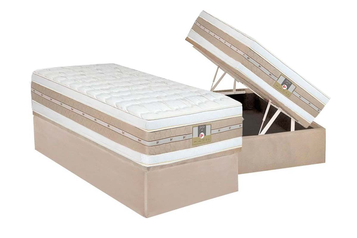 Cama Box Baú CRC +Colchão Molas SilverStar Castor