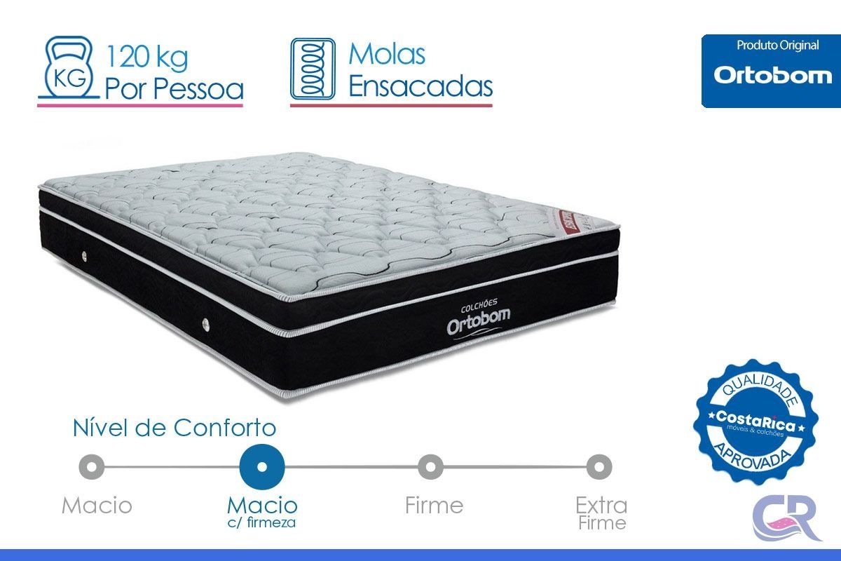 Cama Box CRC +Colchão Molas Elegant Ortobom