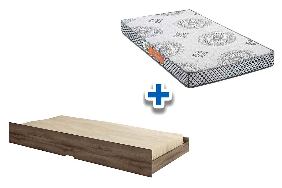 Colchão Solteiro Pérola Polar (1un) + Cama Auxiliar Premium II
