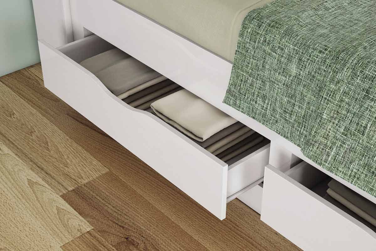 Colchão Solteiro Pérola Polar (1un) + Cama Invicta c/ 2 Gavetas