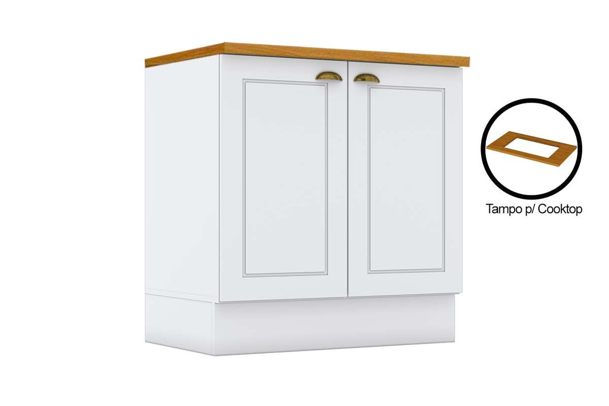 Balcão Cozinha Henn c/Tampo p/ Cooktop Americana c/2 Portas 80cm